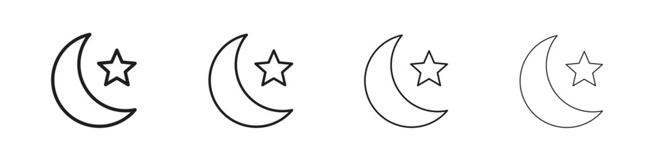 Star and crescent icon linear vector icon in a editable style.