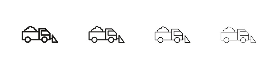 Snowplow icon linear vector icon in a editable style.