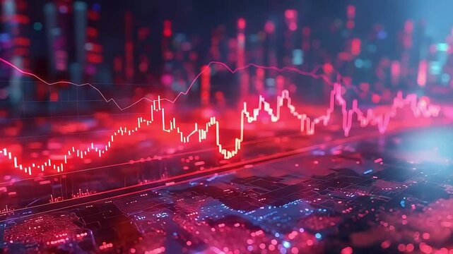 Abstract stock market decline graphic footage