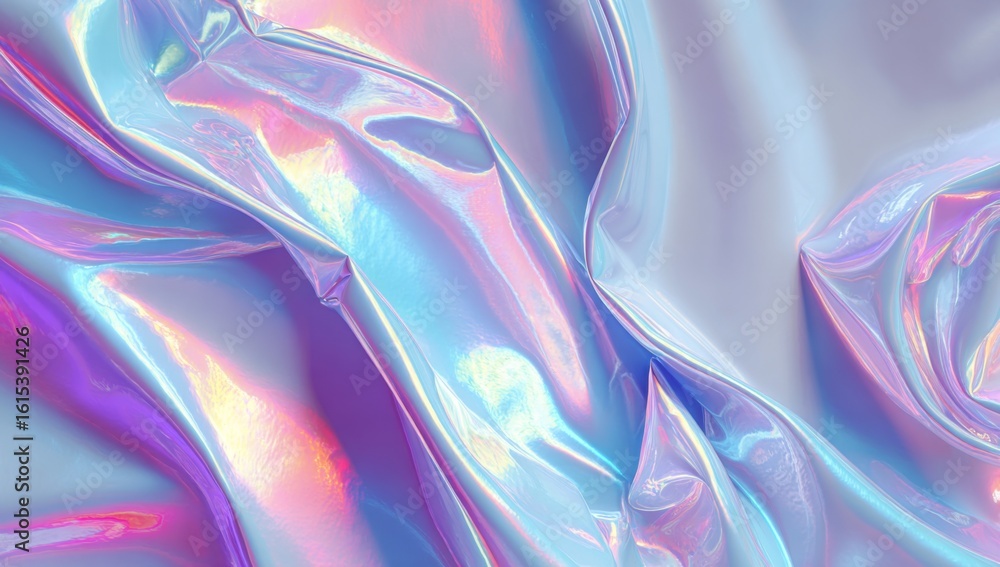 Poster soft wavy holographic texture background with abstract colorful reflections for creative design proj