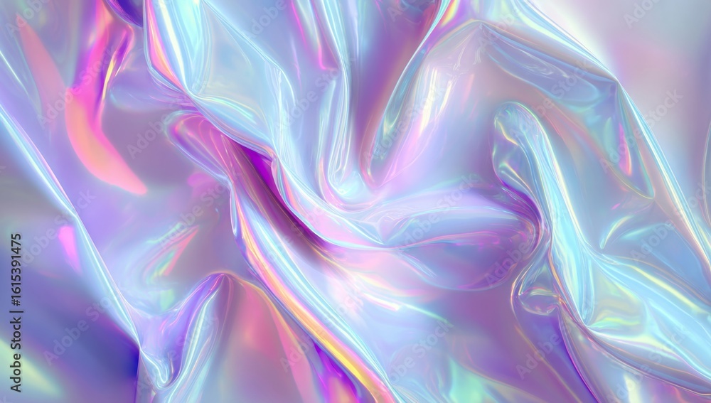 Poster soft holographic abstract background with wavy textures and iridescent reflections for creative proj