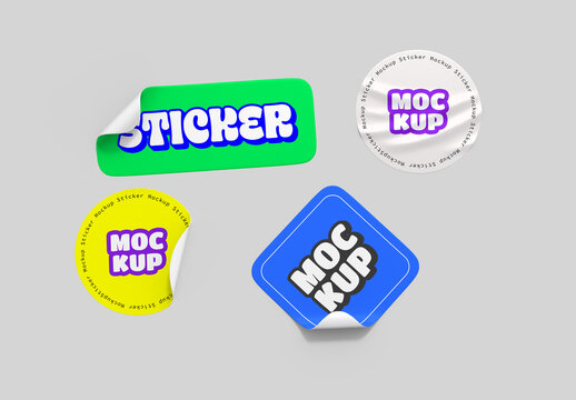 Four Stickers Mockup Template