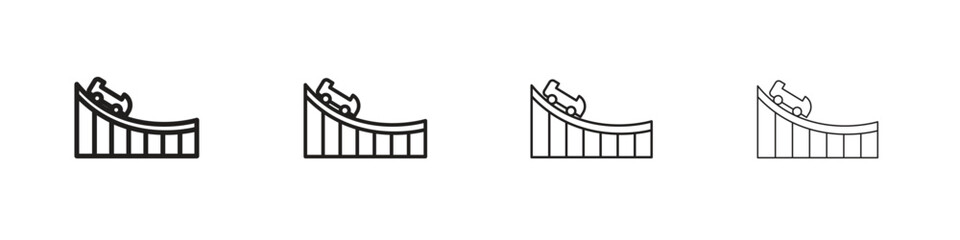 Roller coaster icon linear vector icon in a editable style.
