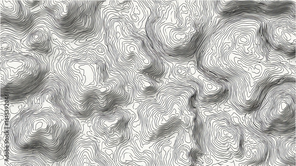 Aufkleber abstract topographic map texture with contour lines in black and white for creative design projects