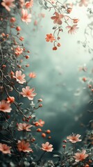 Blooming Flower Branches with Soft Light Background