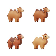 Fototapeta premium Four adorable cartoon camels in different poses