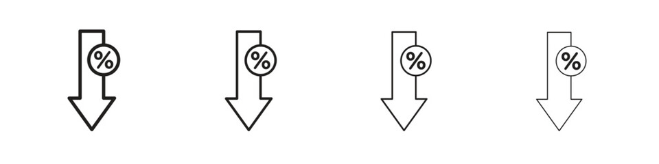 Percent down icon linear vector icon in a editable style.