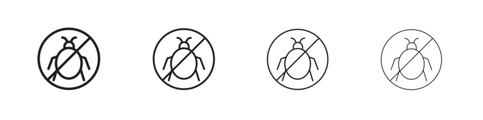 No Bug icon linear vector icon in a editable style.