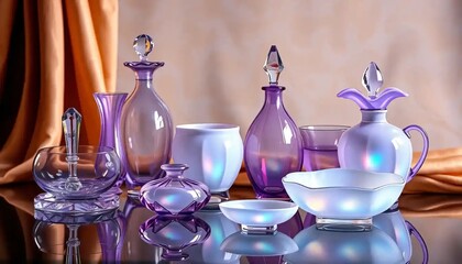 Purple glass collection elegantly displayed