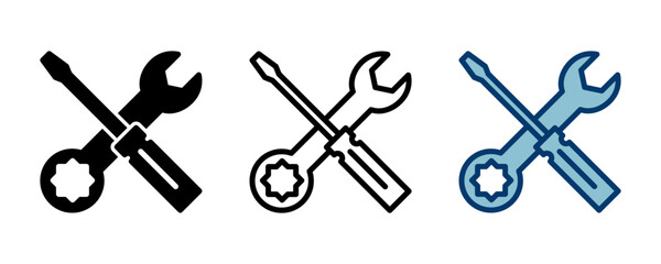 Repair icon vector isolated on white background. Wrench and screwdriver icon. settings vector icon. Maintenance. tools