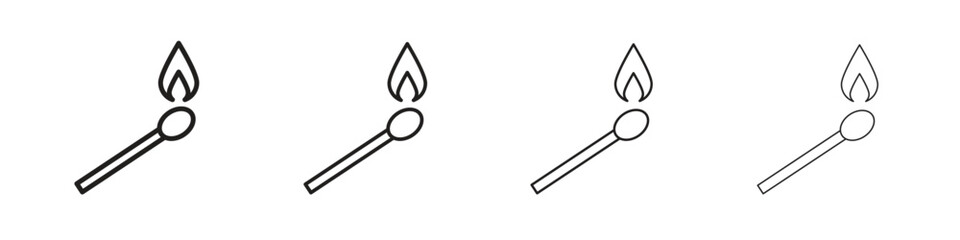 Match fire icon linear vector icon in a editable style.