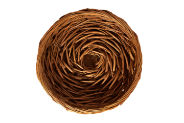 a wicker basket with a brown center