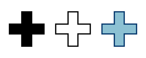 Plus Icon vector isolated on white background. Add plus icon. Addition sign. Medical Plus icon