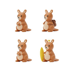 Obraz premium Four adorable kangaroo figurines in different poses