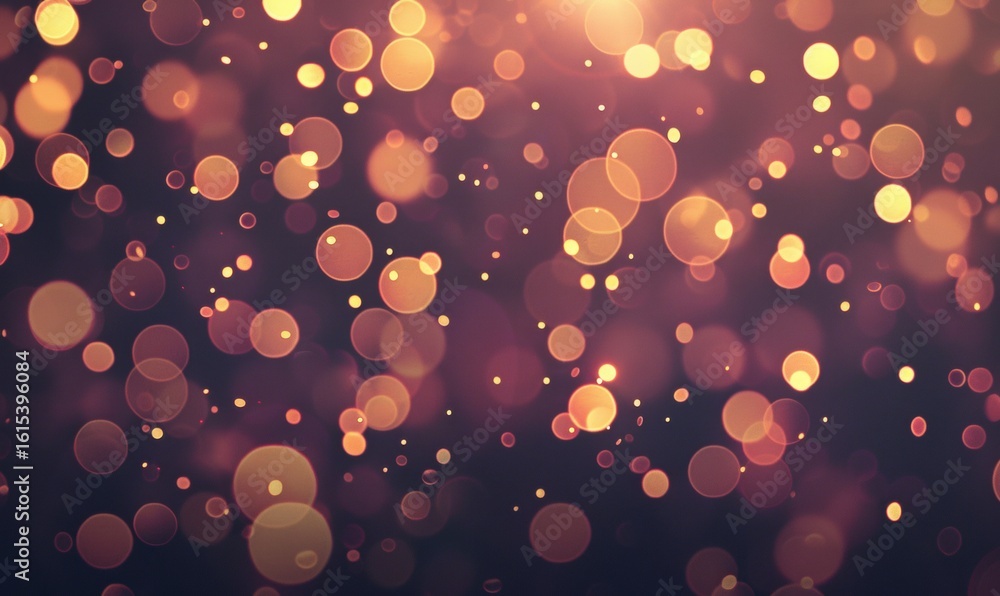 Poster abstract bokeh background with golden light points blur holiday design