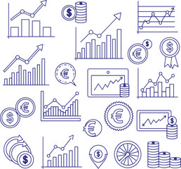 Business Finance Analytics, Euro and Dollar Growth Charts