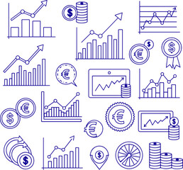 Business Finance Analytics, Euro and Dollar Growth Charts