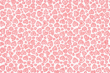 Artistic Red and Pink Hearts Seamless Pattern