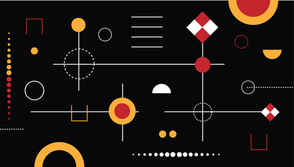 Simple Minimalist Abstract Geometric Shapes Background Black. Graphic design elements and resources for web vector