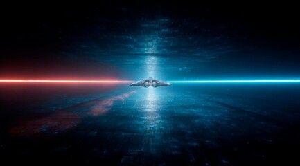 Illustration from the video game Space Wars, spaceship movement inside an oval ring with lights, in a sci-fi style.