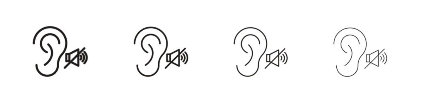 Ear deaf icon linear vector icon in a editable style.