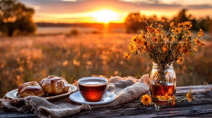A rustic coffee shop on the edge of an open field