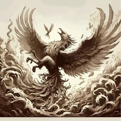 Obraz premium digital art of the phoenix rising from the ashes4