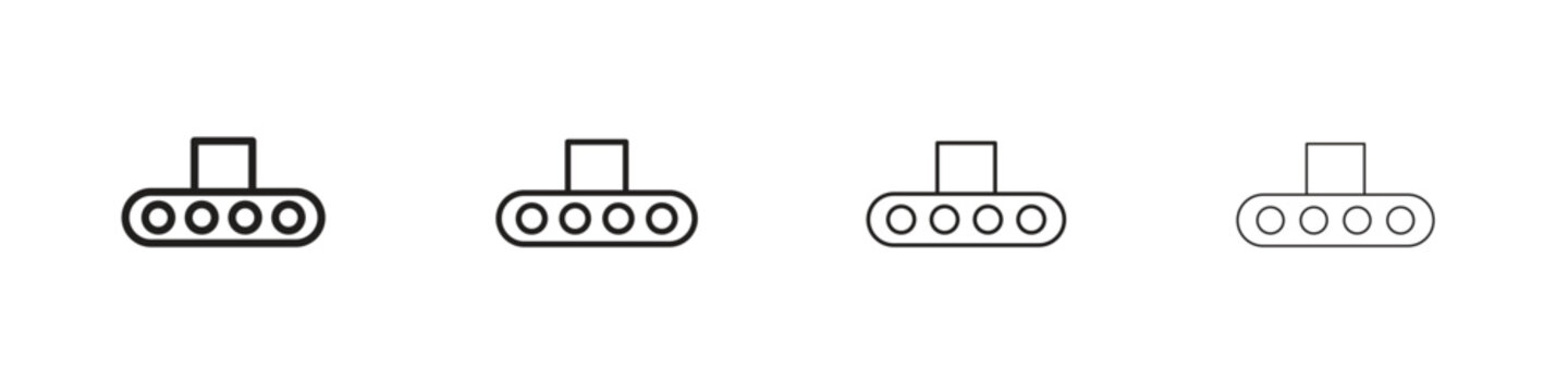Conveyor belt icon linear vector icon in a editable style.