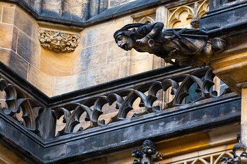 A detailed view of St. Vitus Cathedral in Prague Castle, Prague, Czech Republic (Czechia), a...