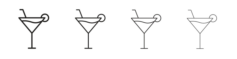 Citrus Martini glass icon linear vector icon in a editable style.