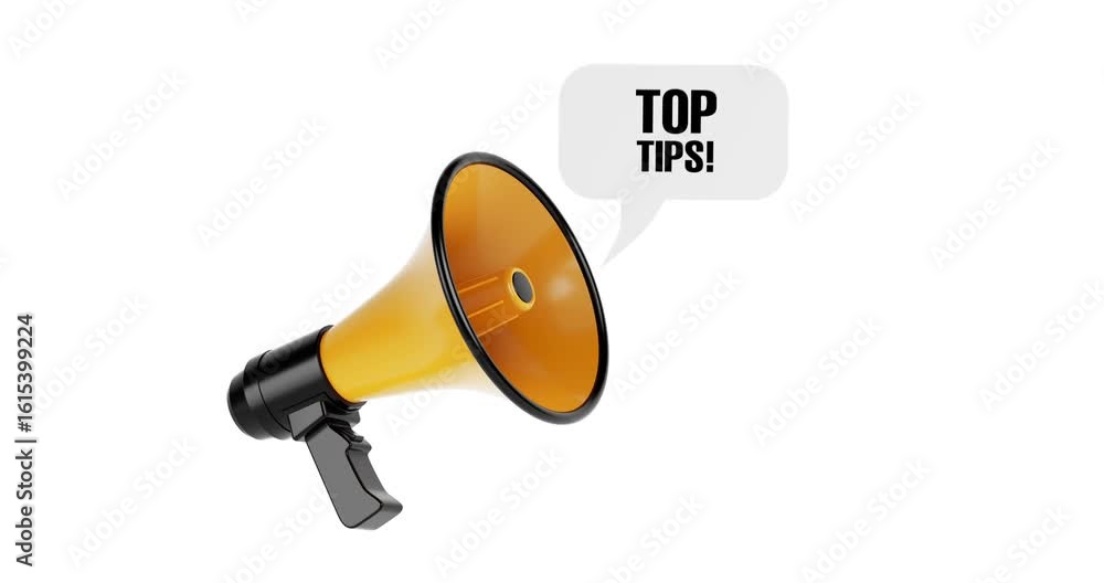 Aufkleber 4k resolution video: communication and gratitude concept. yellow megaphone with speech bubble top ti
