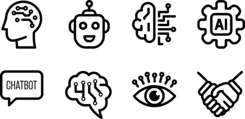 Fototapeta premium Artificial intelligence and chatbot icons robot brain