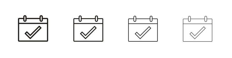 Check in calendar icon linear vector icon in a editable style.