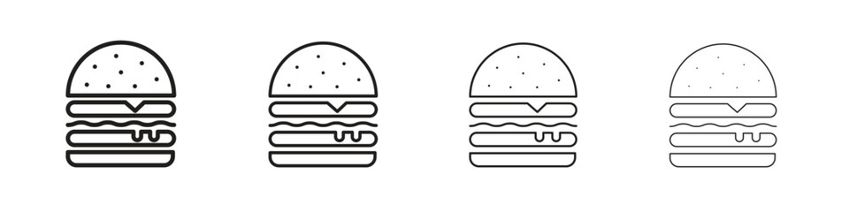 Cheese burger icon linear vector icon in a editable style.