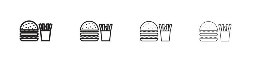Burger Fries icon linear vector icon in a editable style.