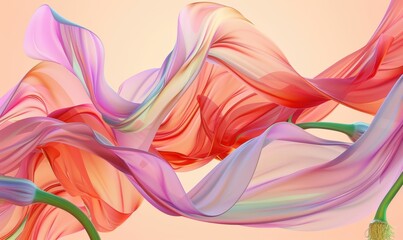 Abstract flowing fabric design with pastel colors and swirling movement