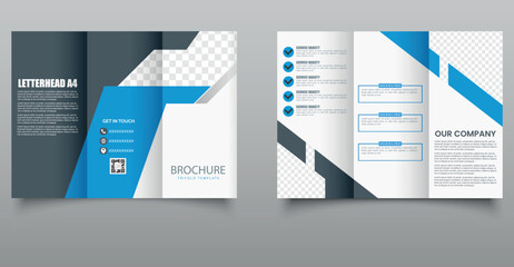 Construction trifold brochure template design. Creative and professional tri-fold brochure vector design for corporate business