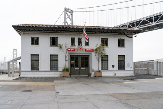 San Francisco, CA, USA - June 6, 2023: San Francisco Fire Department&rsquo;s historic station 35 and fire boat house in San Francisco, CA, USA. 