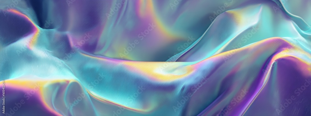 Poster ethereal liquid holographic texture with 3d depth for futuristic design projects