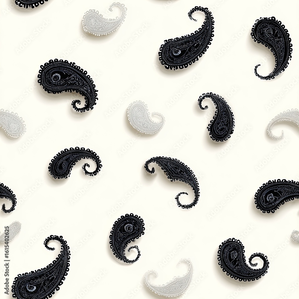 Poster delicate paisley patterns create a timeless and elegant aesthetic on a soft cream background, ideal 