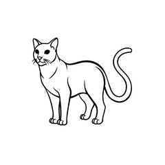 Black and White Cat Coloring Page | Cute Kitten Line Art Vector for Kids Activity and Printable Book