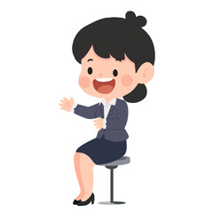 Cartoon Businesswoman Giving a Presentation