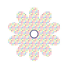 Colorful Polka Dot Flower Shape with Center Circle &ndash; Abstract Floral Vector Design