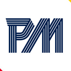 Parallel line monogram initial logo, combination of letter P and M. Idea and inspiration for branding, company and corporation name abbreviation. personal and commercial purpose.
