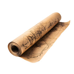 Vintage Brown Paper Roll Map Design Isolated on White Background