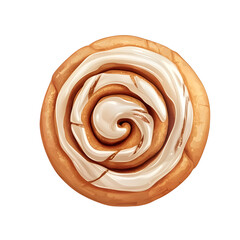 Delicious Cinnamon Roll with Icing Isolated on White Background for Bakeries and Cafes