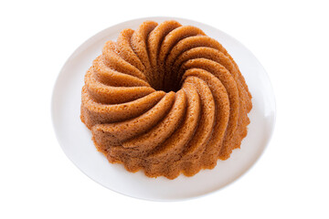 a bundt cake on a white plate
