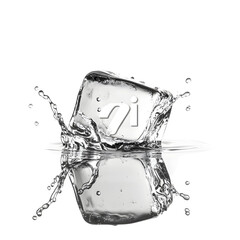 Clear Ice Cube Melting with Water Droplets - Refreshing and Melting Concept
