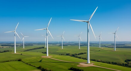 Eco-Friendly Landscape With Wind Turbines