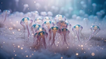 Elegant Jellyfish Dance in a Mystical Ocean Environment